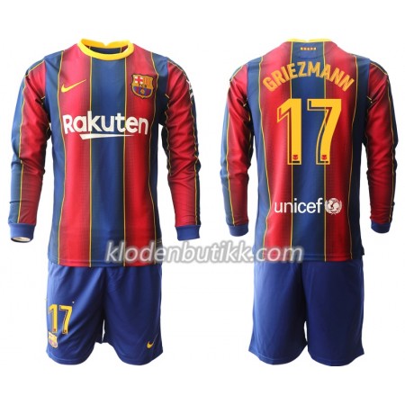 FC Barcelona Antoine Griezmann 17 Barn Hjemmedraktsett 2020-2021 Langermet (+ Korte bukser)